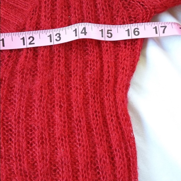 Red Knit V- Neck Sweater - Picture 6 of 6